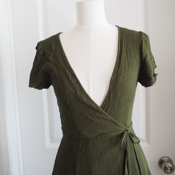Fairycore Lulu's Harbor Point Olive Green Wrap Dress Elf Cosplay Sz Small - Picture 6 of 10